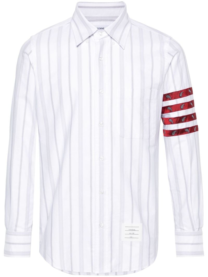 White Paisley Embroidered 4-bar Shirt