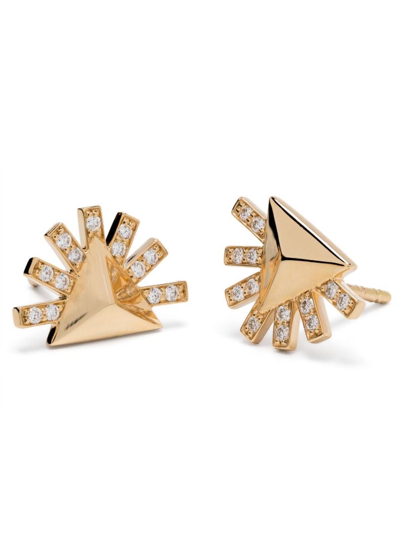 18k Yellow Gold Sunburst Diamond Stud Earrings