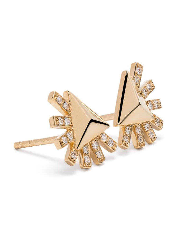 18k Yellow Gold Sunburst Diamond Stud Earrings