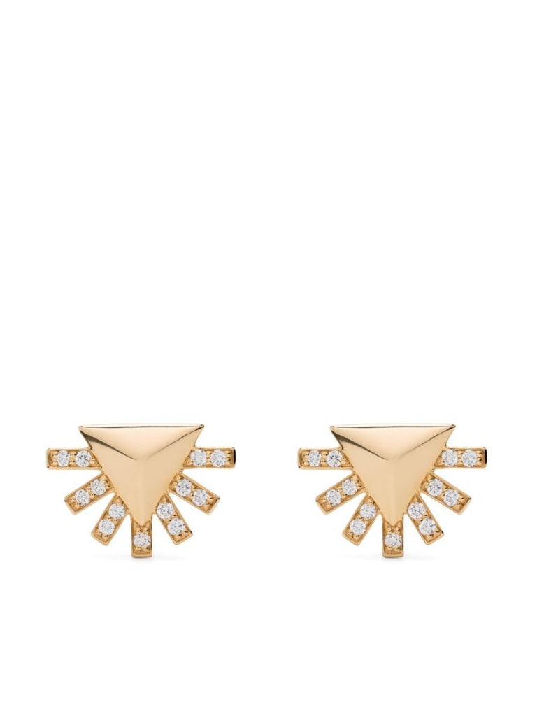 18k Yellow Gold Sunburst Diamond Stud Earrings