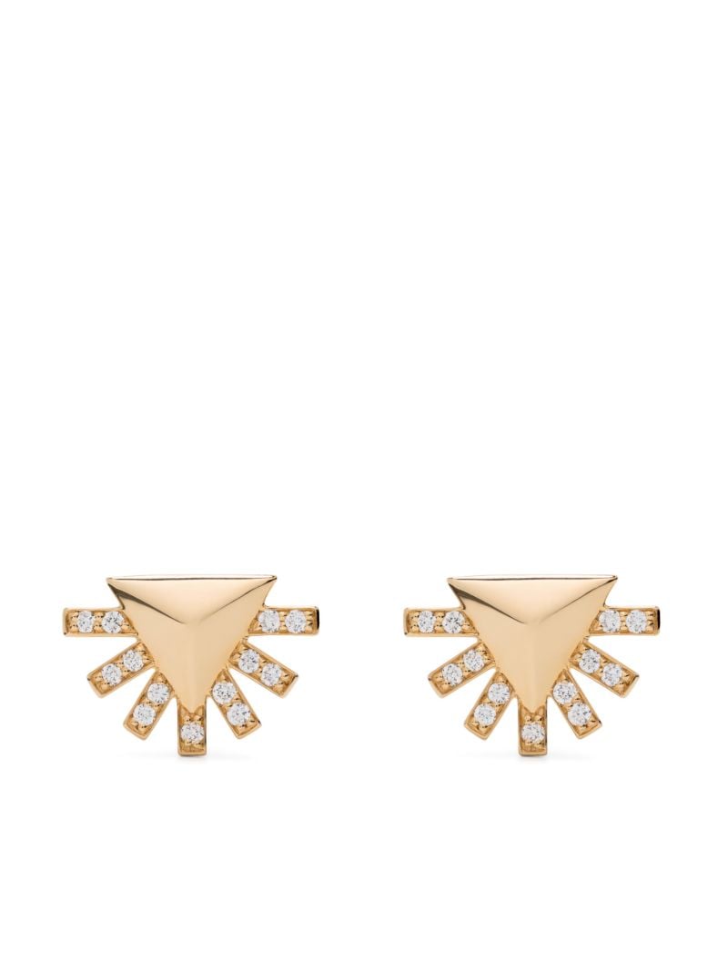 18k Yellow Gold Sunburst Diamond Stud Earrings