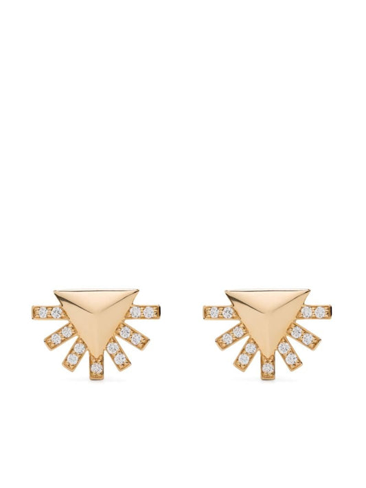 18k Yellow Gold Sunburst Diamond Stud Earrings