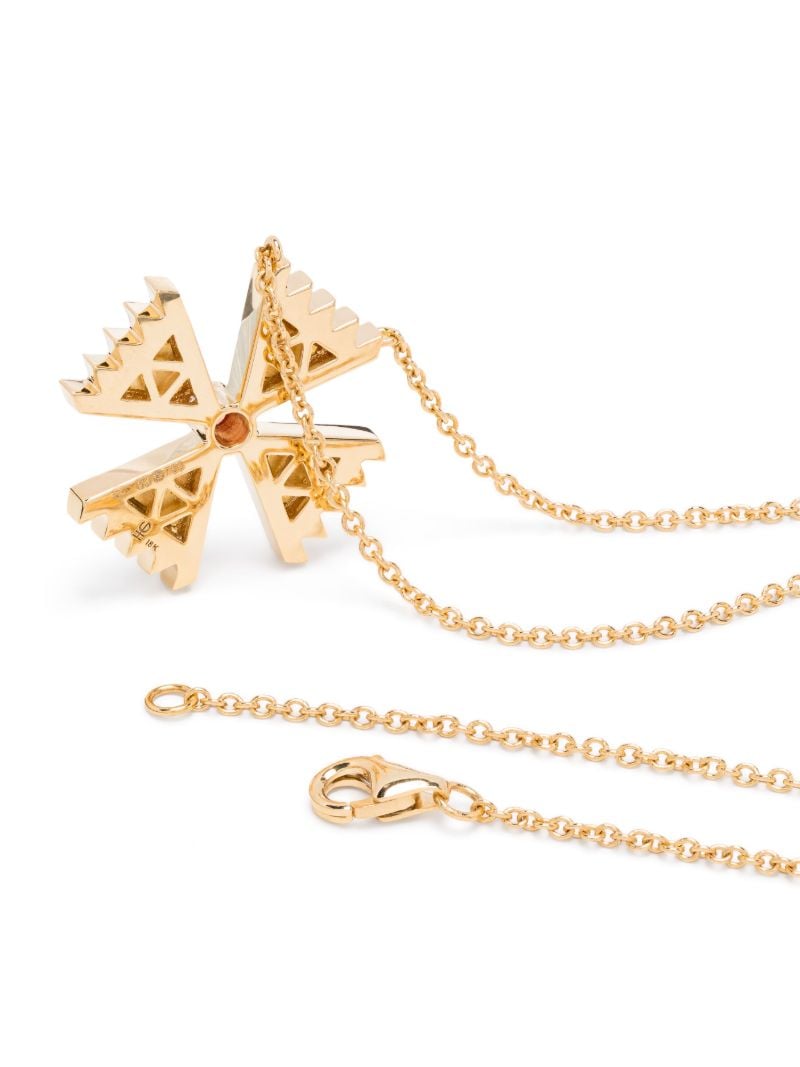 18k Yellow Gold Cross Diamond and Sapphire Pendant Necklace