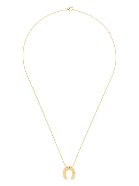 18k Yellow Gold Horseshoe Diamond Hoop Earrings