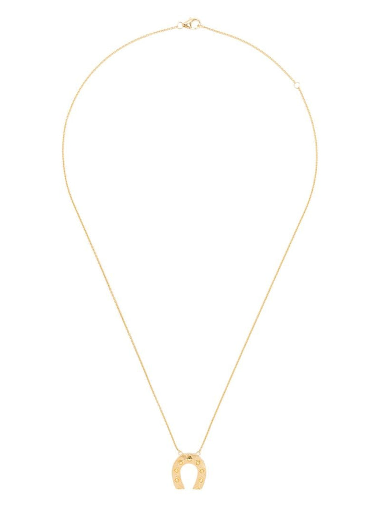 18k Yellow Gold Horseshoe Diamond Hoop Earrings