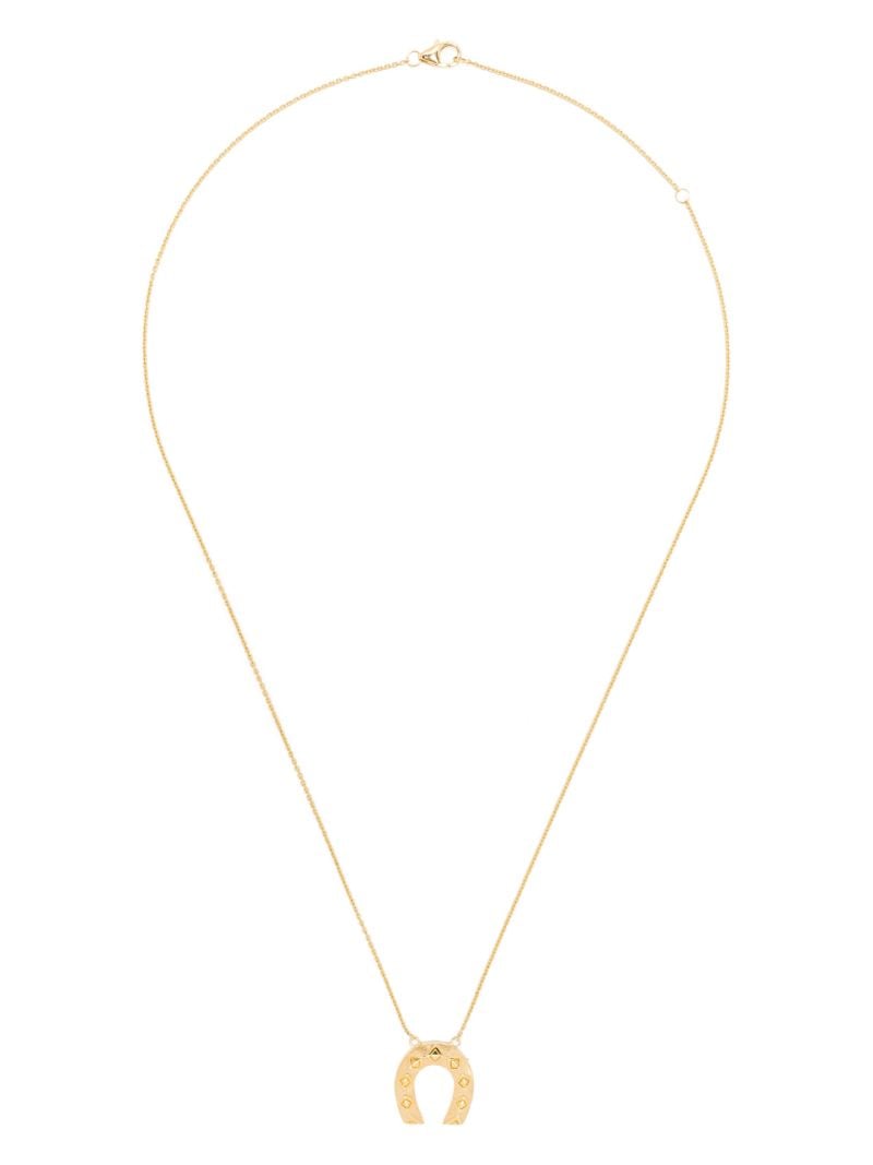 18k Yellow Gold Horseshoe Diamond Hoop Earrings