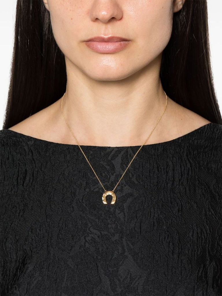 18k Yellow Gold Horseshoe Diamond Hoop Earrings