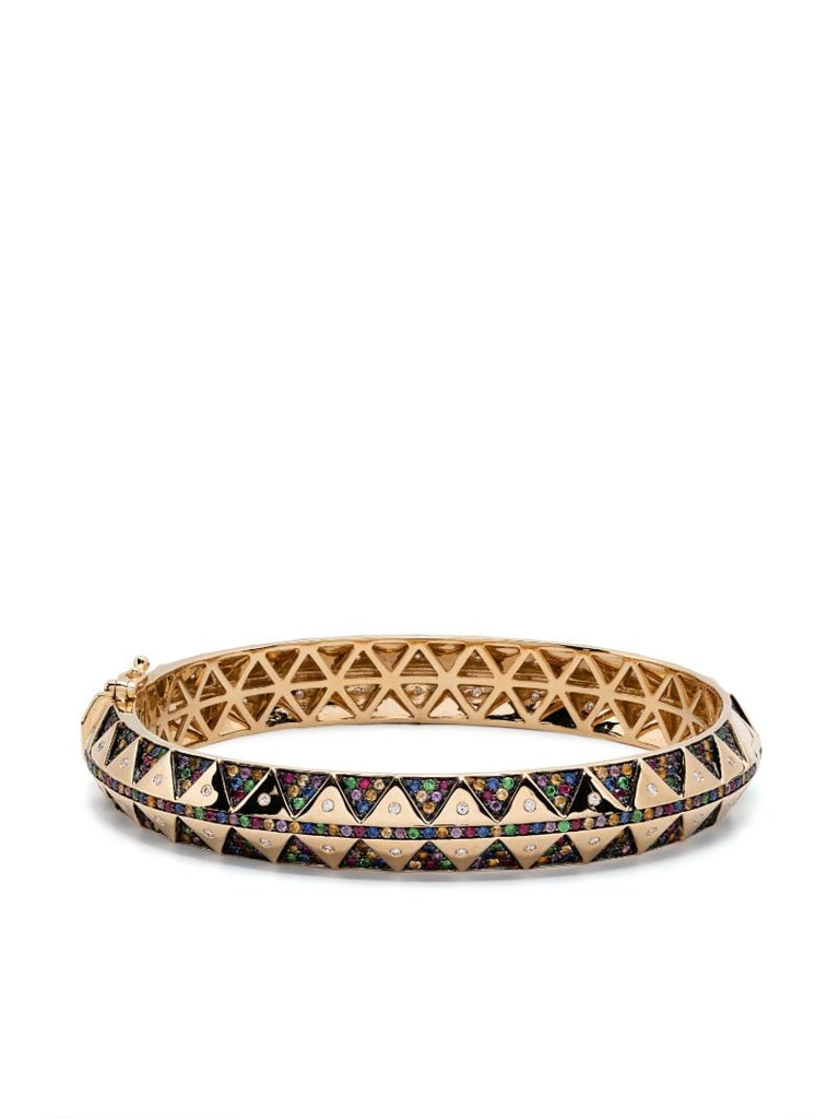 18k Yellow Gold  Chubby Talisman Diamond Bangle Bracelet