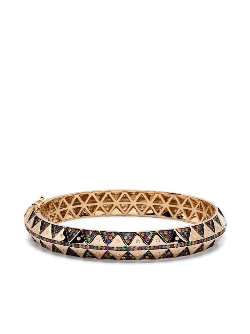 18k Yellow Gold  Chubby Talisman Diamond Bangle Bracelet