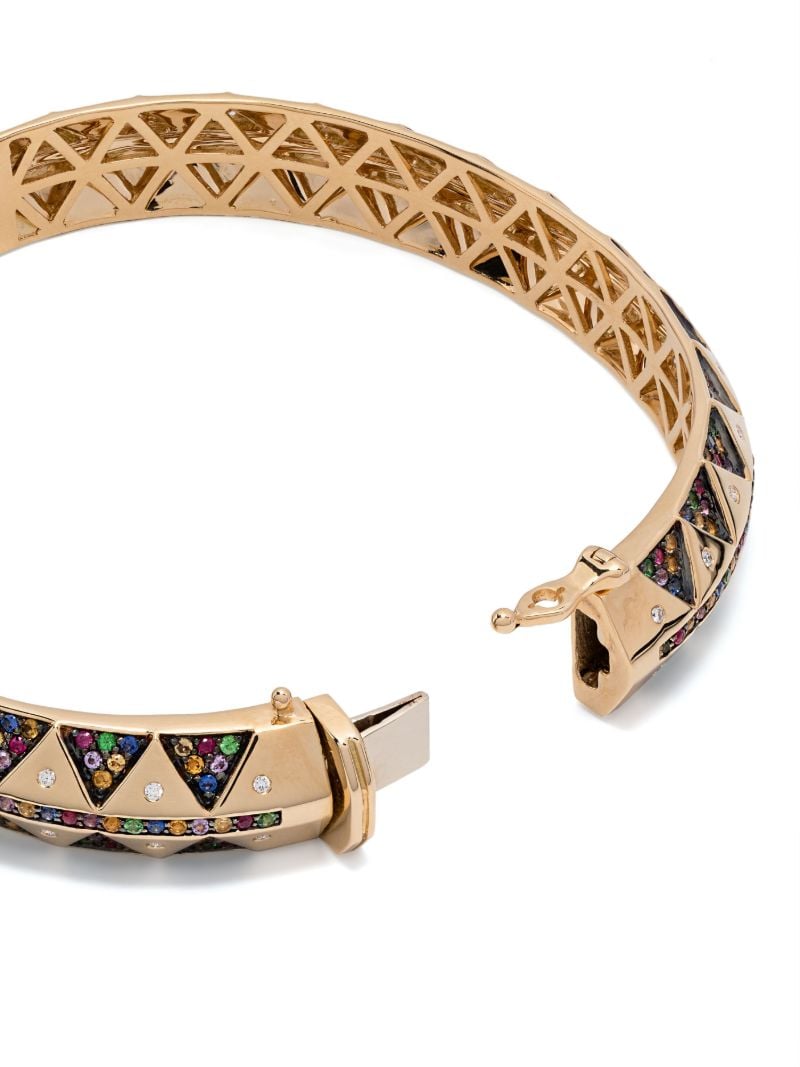 18k Yellow Gold  Chubby Talisman Diamond Bangle Bracelet