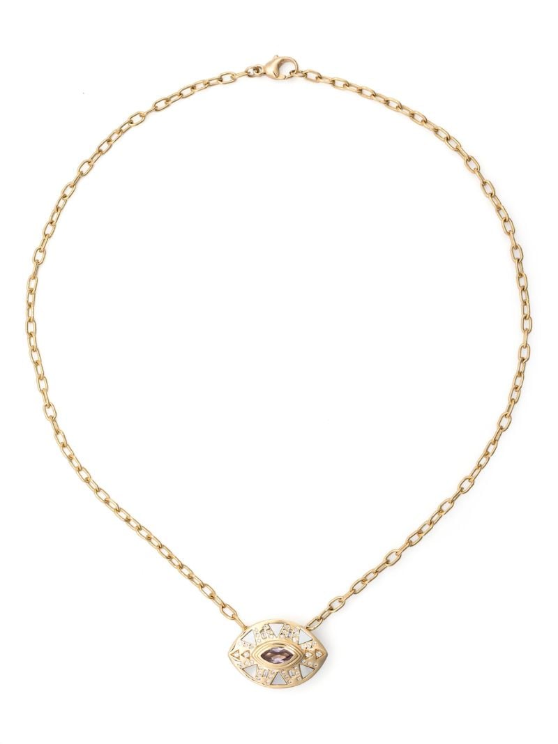18k Yellow Gold CleopatraÃ¢â_x0082_¬â_x0084_¢s Eye Diamond and Amethyst Necklace