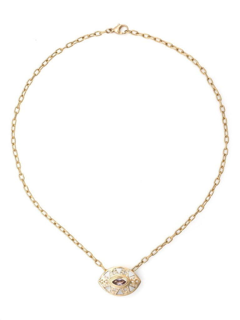 18k Yellow Gold CleopatraÃ¢â_x0082_¬â_x0084_¢s Eye Diamond and Amethyst Necklace
