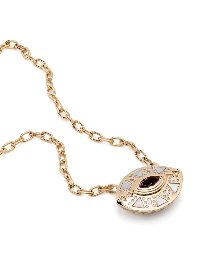 18k Yellow Gold CleopatraÃ¢â_x0082_¬â_x0084_¢s Eye Diamond and Amethyst Necklace