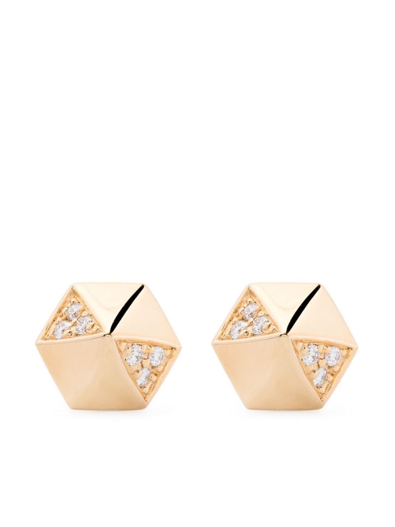 18k Yellow Gold Pyramid Diamond Stud Earrings