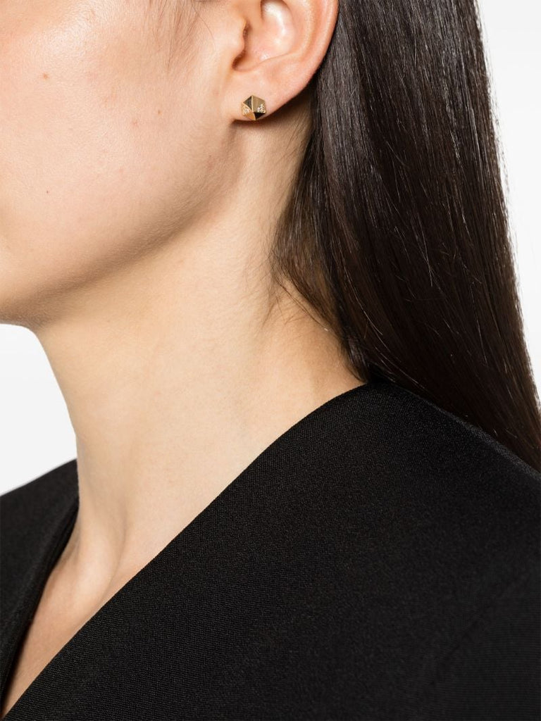 18k Yellow Gold Pyramid Diamond Stud Earrings