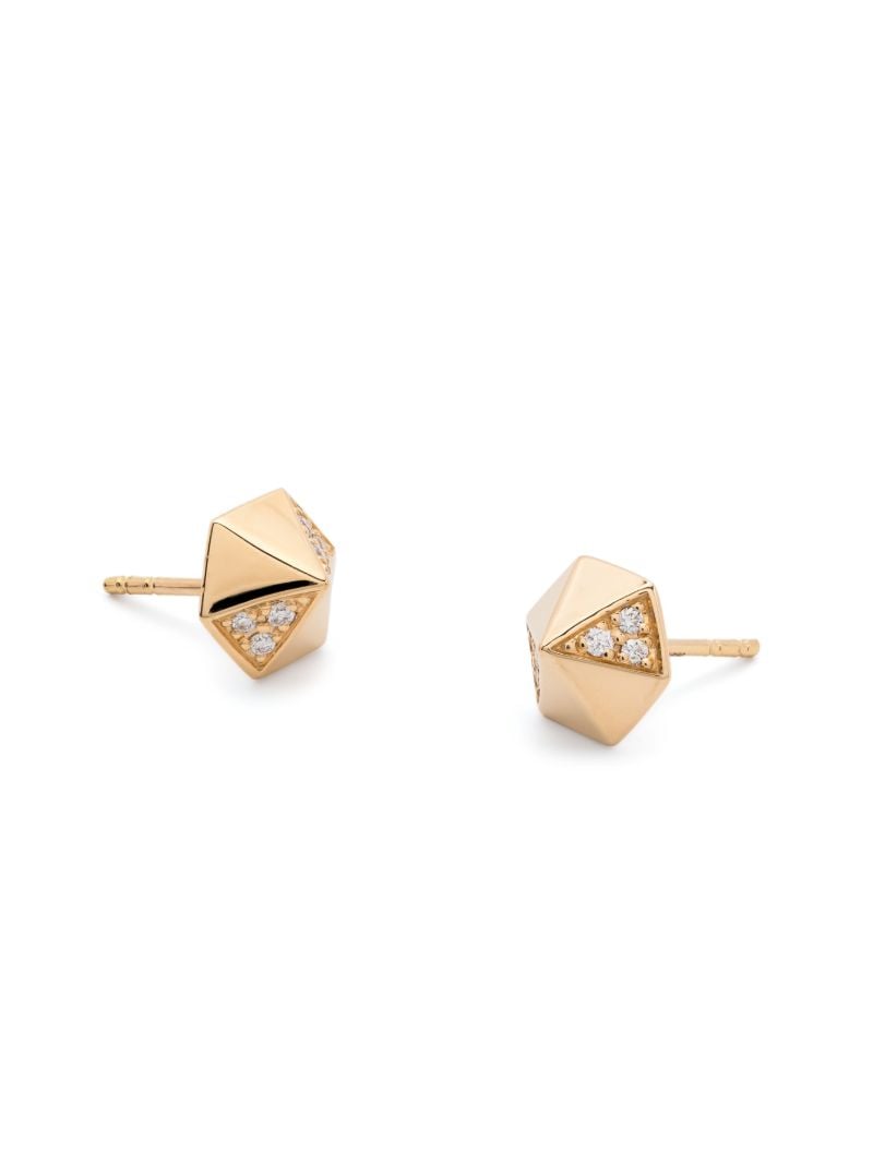 18k Yellow Gold Pyramid Diamond Stud Earrings