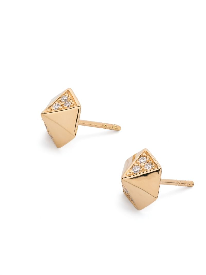 18k Yellow Gold Pyramid Diamond Stud Earrings