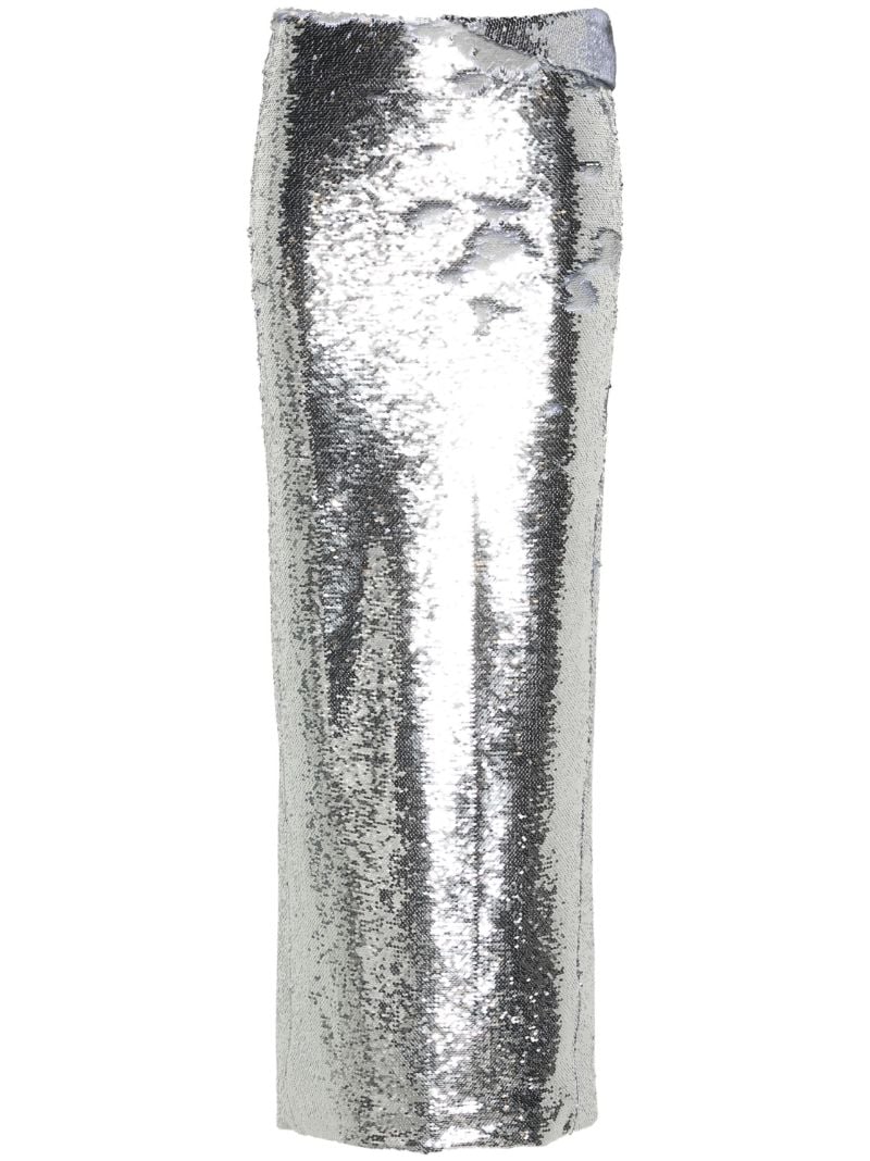 Silver Sequinned Maxi Skirt