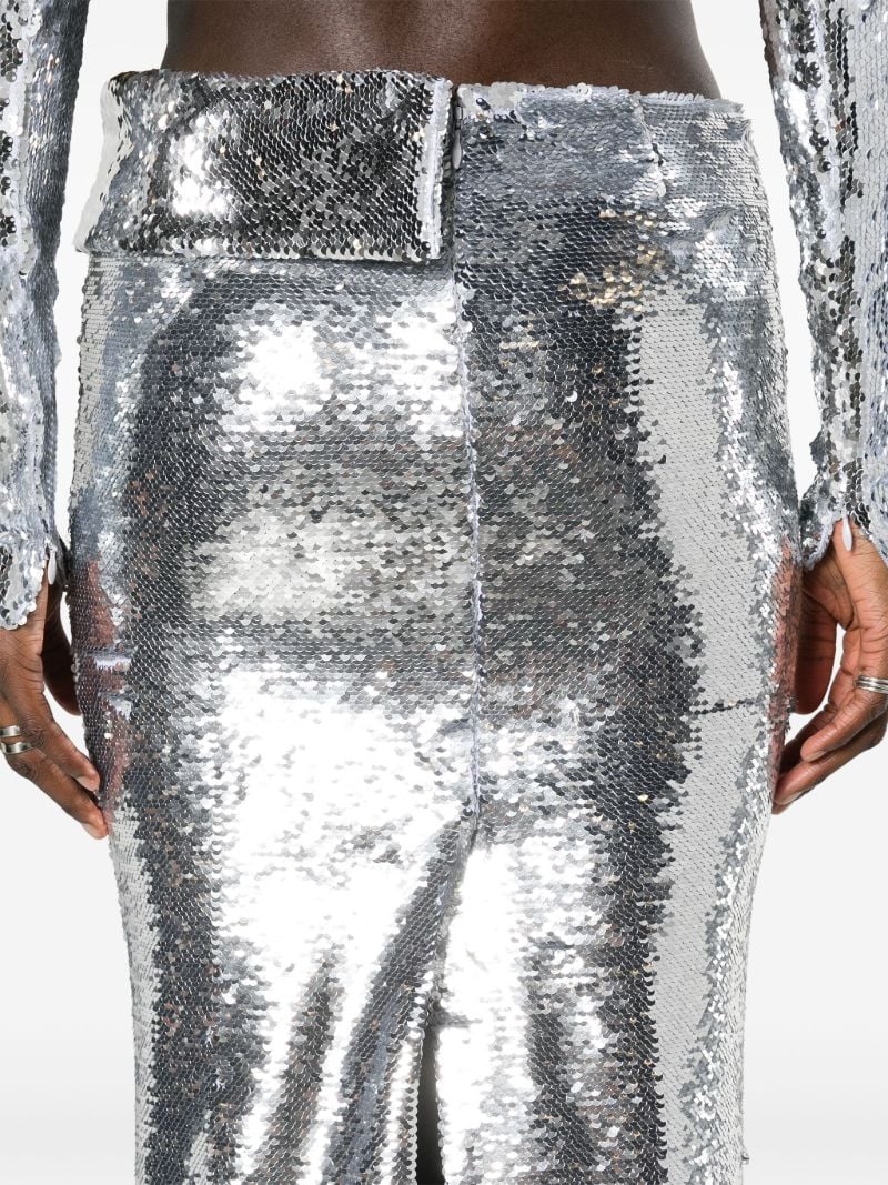 Silver Sequinned Maxi Skirt
