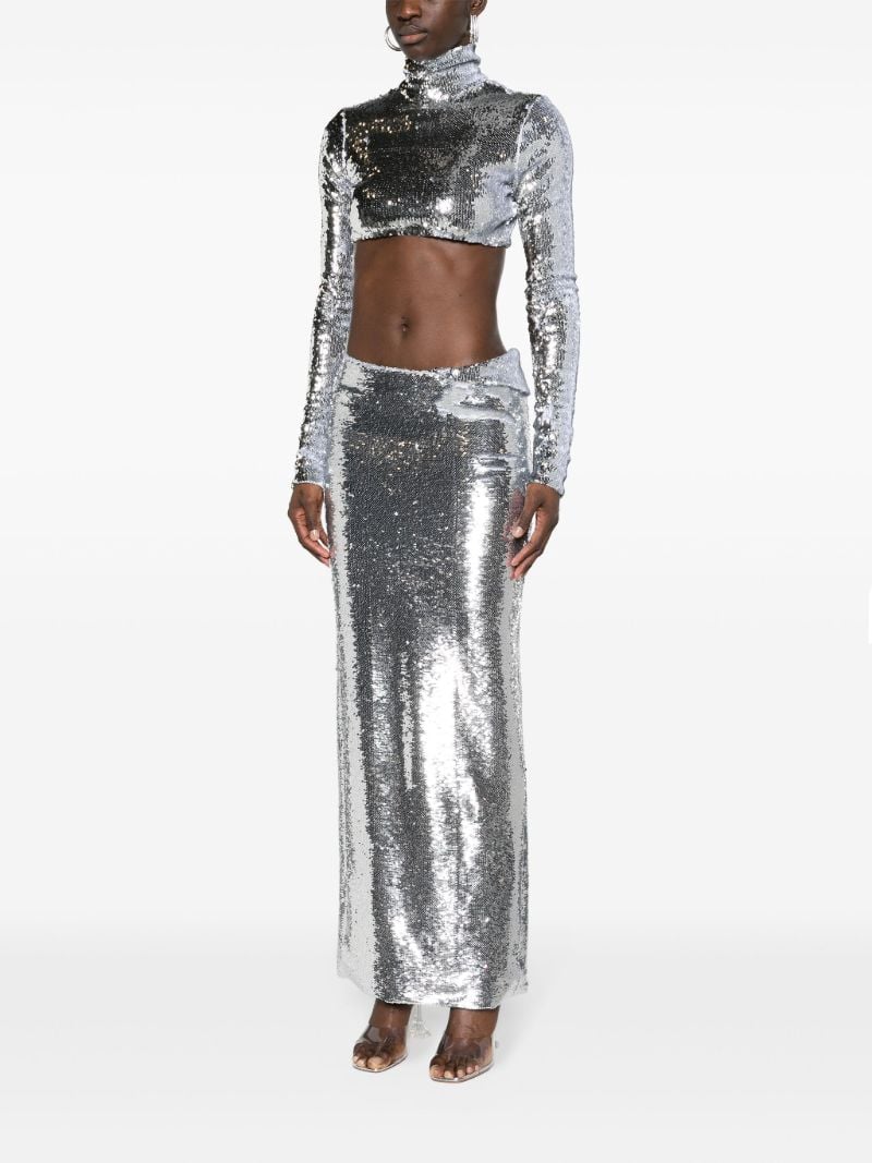 Silver Sequinned Maxi Skirt