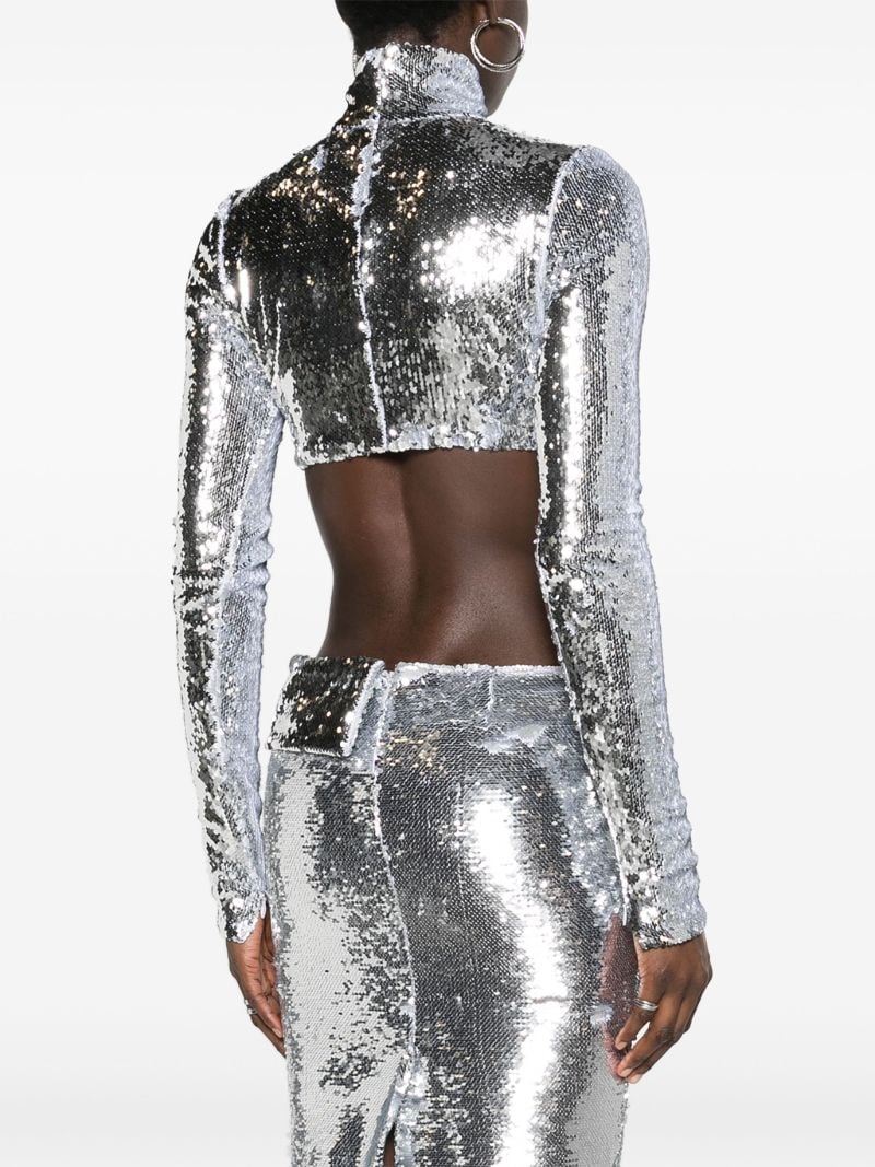 Silver Sequinned Crop Top