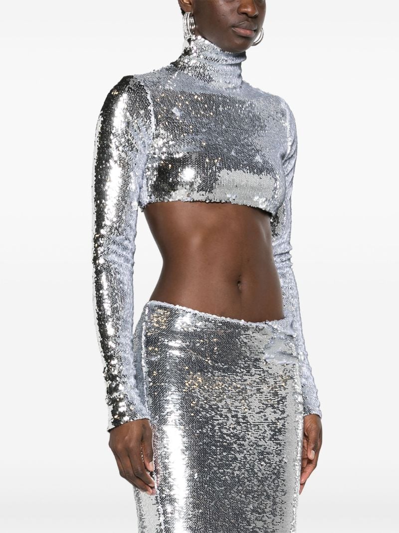 Silver Sequinned Crop Top