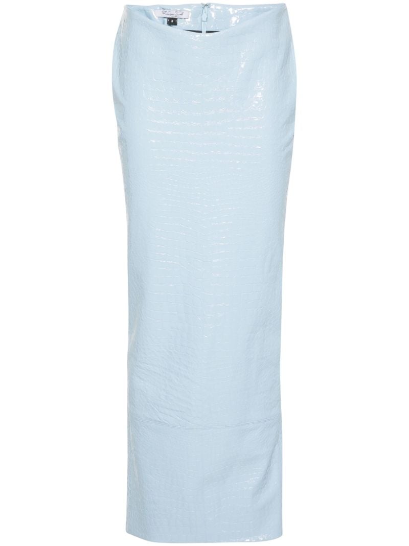Blue Leather Embossed Skirt