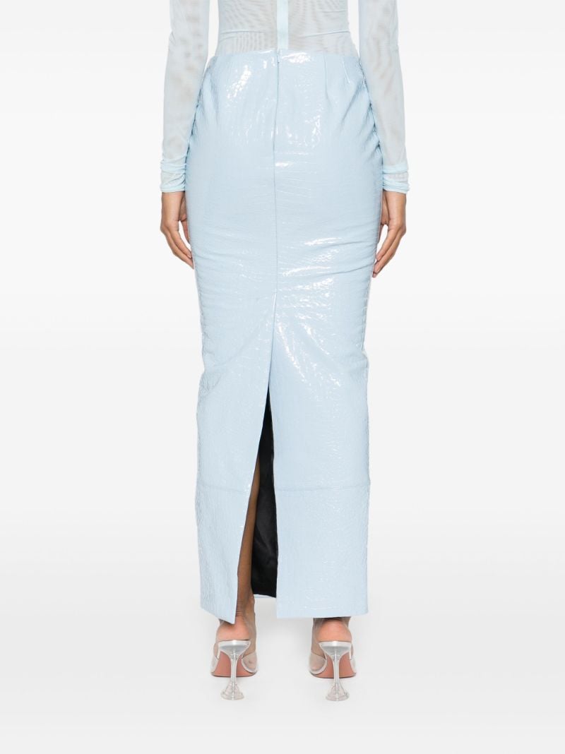 Blue Leather Embossed Skirt