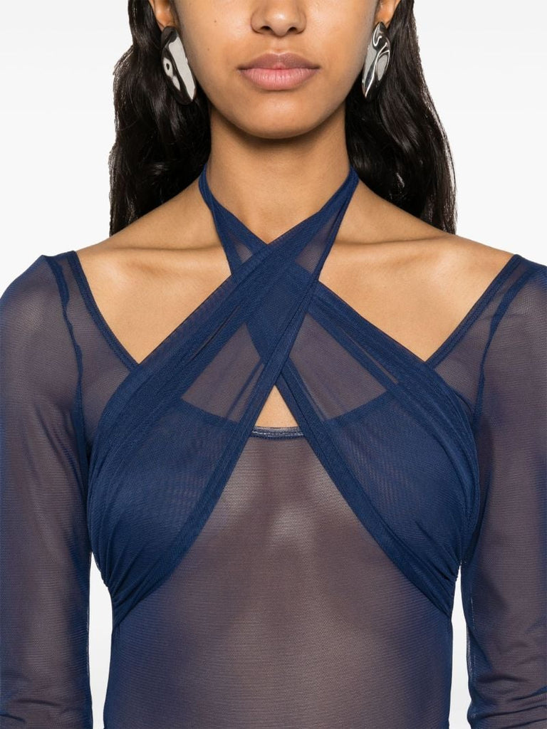 Blue Mesh Layered Bodysuit