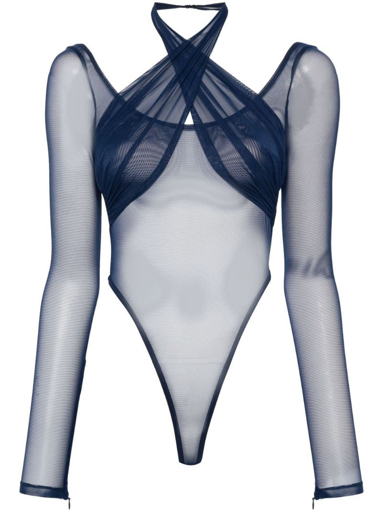Blue Mesh Layered Bodysuit