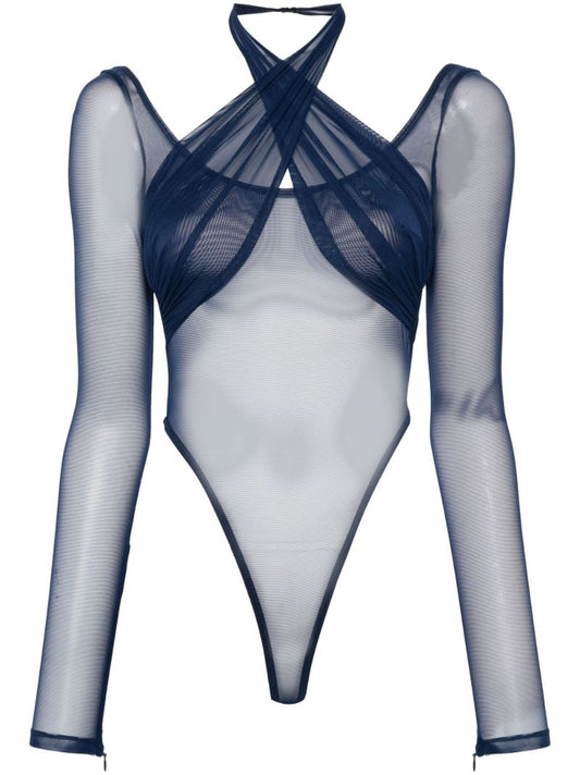 Blue Mesh Layered Bodysuit