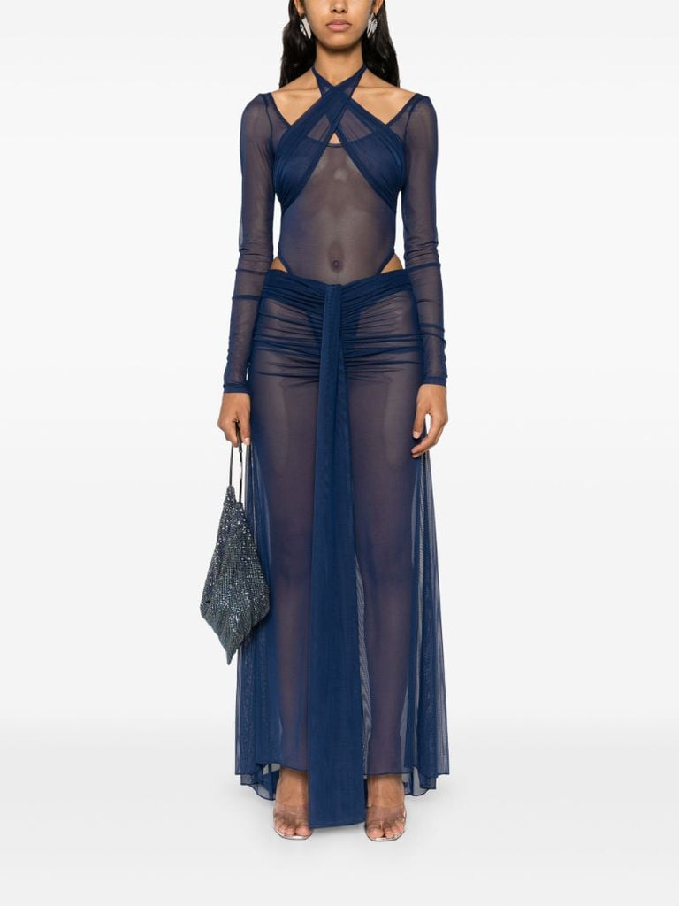 Blue Mesh Layered Bodysuit