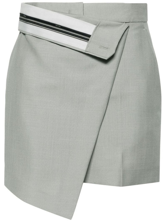 Grey High-waist Asymmetric Mini Shorts