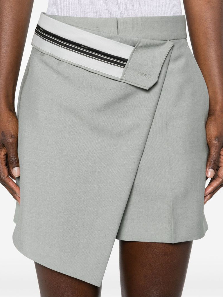Grey High-waist Asymmetric Mini Shorts
