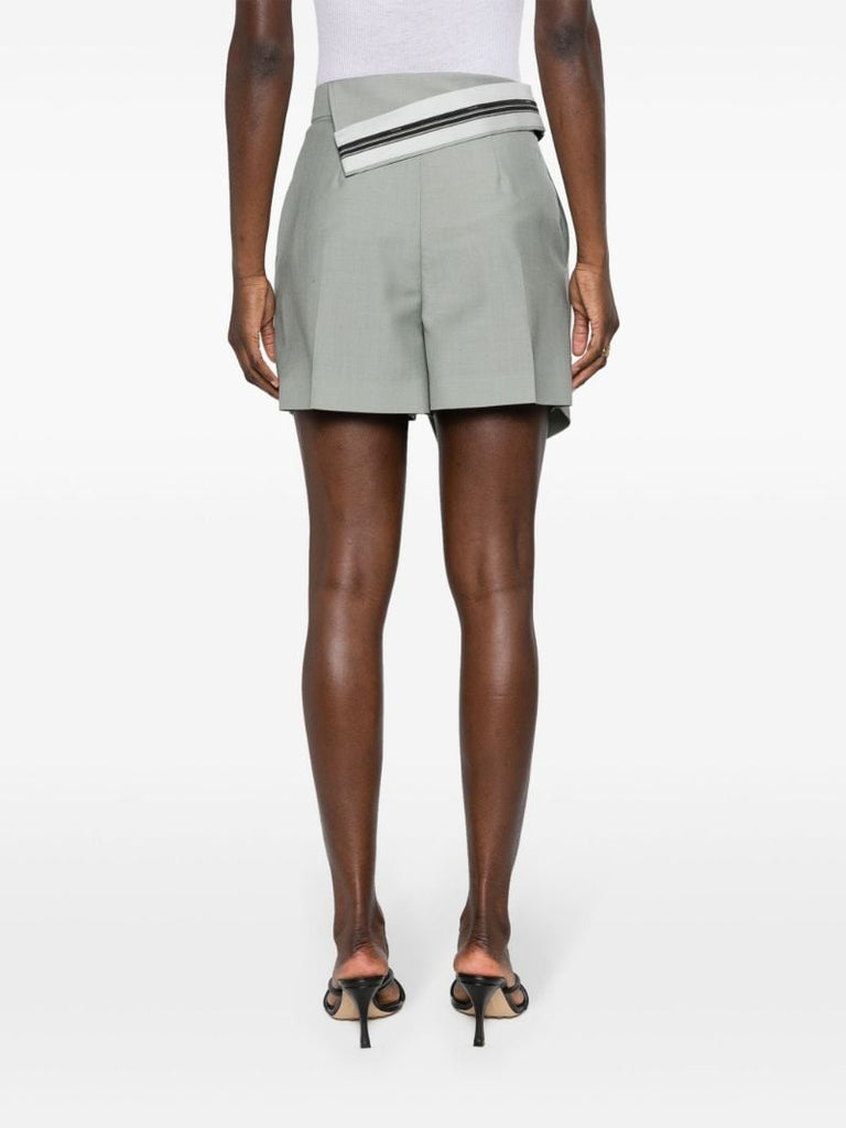Grey High-waist Asymmetric Mini Shorts
