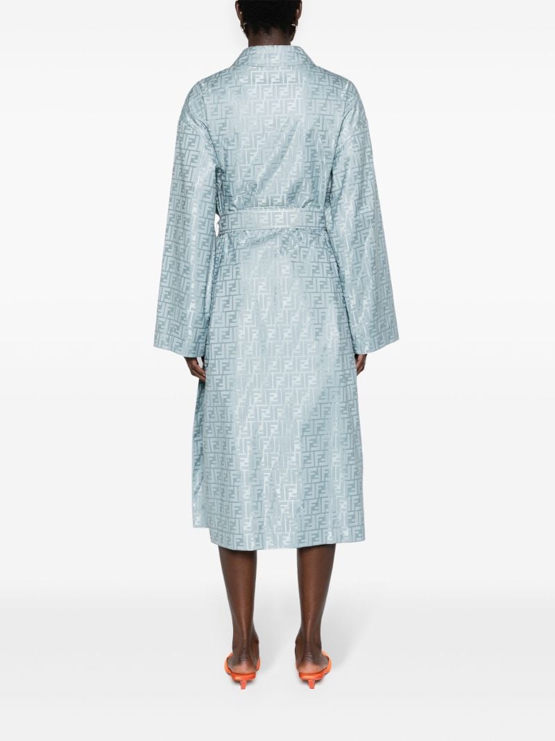Blue Ff-jacquard Belted Trench Coat