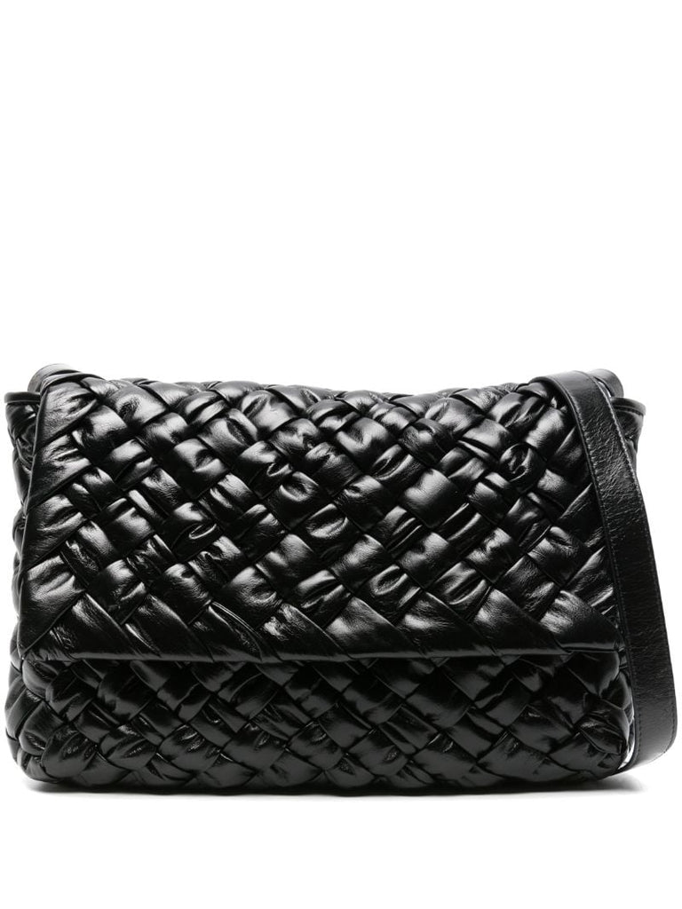 Black Rumple Leather Messenger Bag