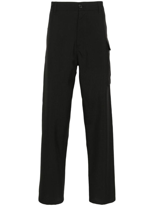 Black Straight-leg Wool Trousers
