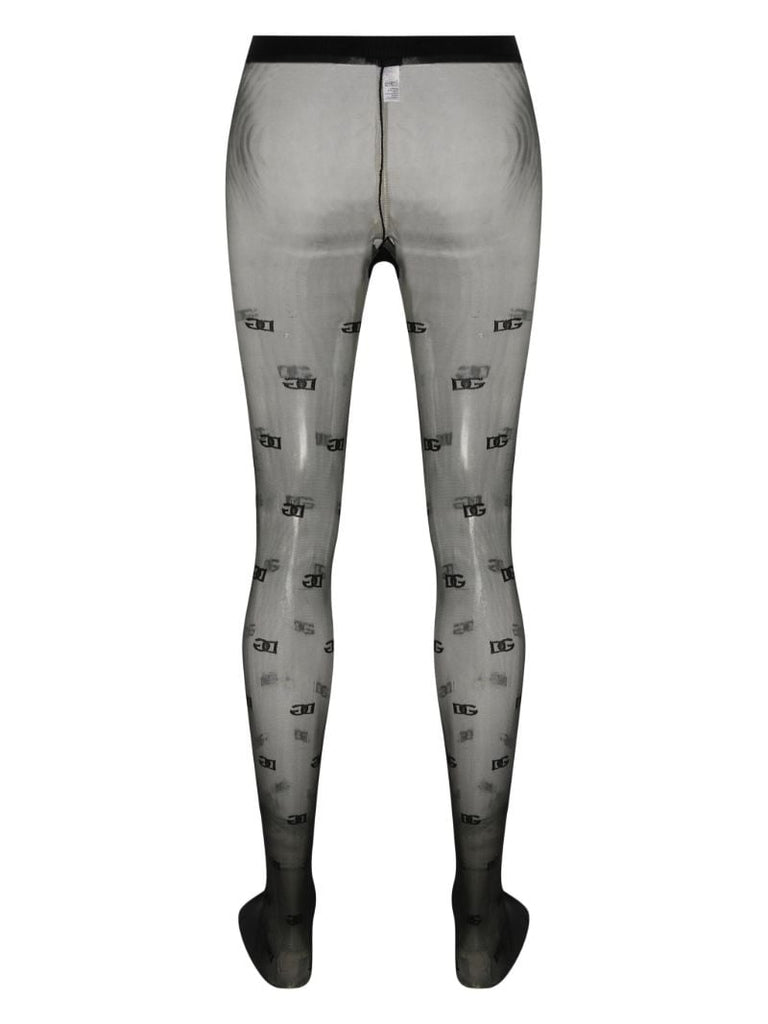 Black Monogram Semi-sheer Tights