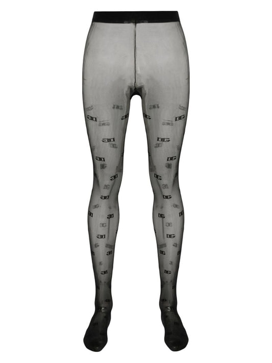 Black Monogram Semi-sheer Tights