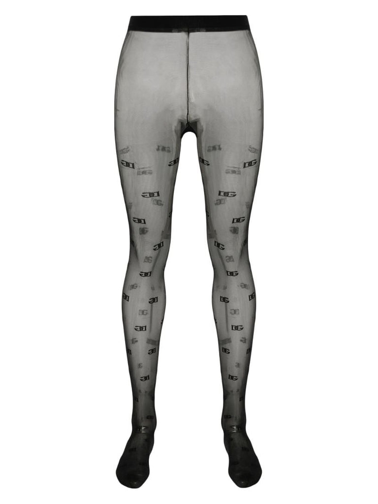 Black Monogram Semi-sheer Tights