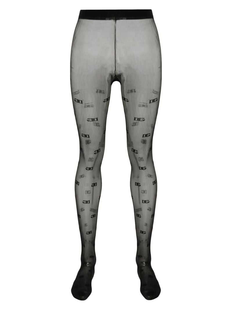 Black Monogram Semi-sheer Tights