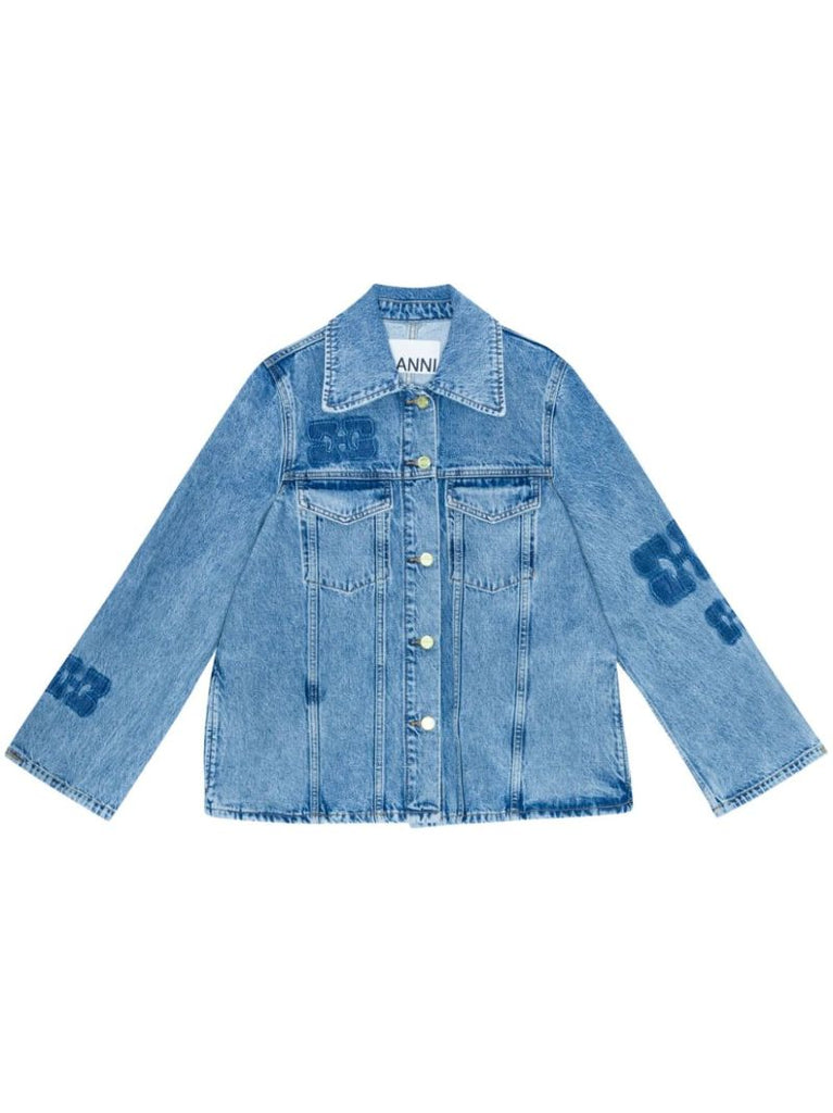 Blue Logo-appliquÃ_x0083_Â© Denim Jacket