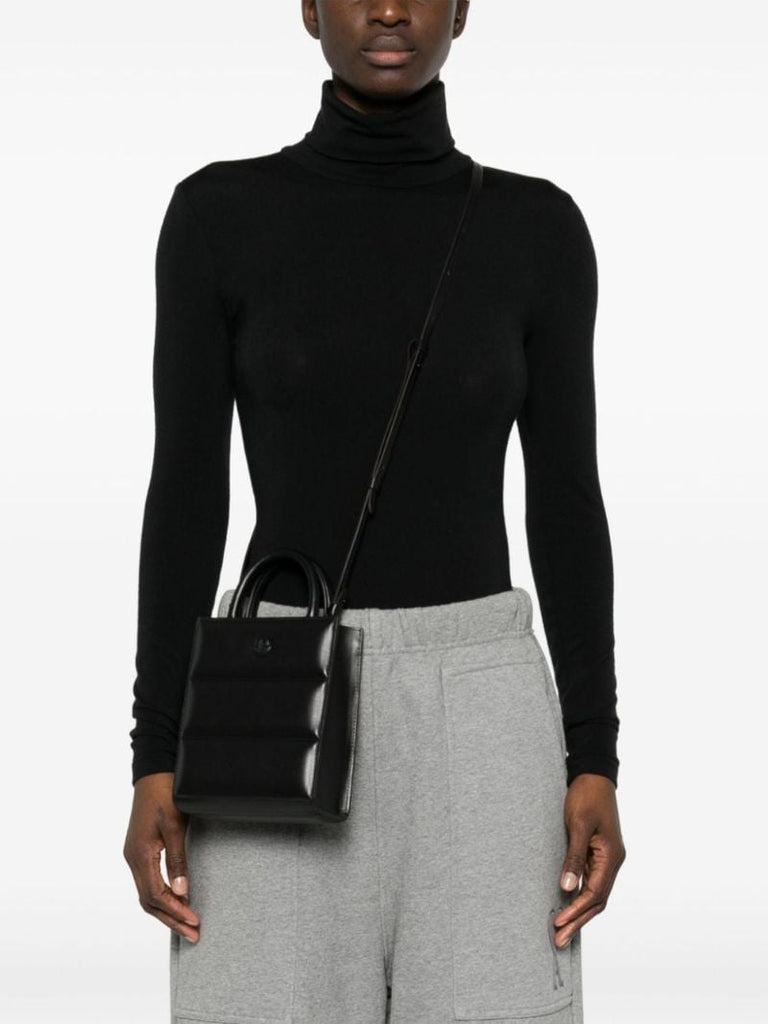 Black Mini Doudoune Leather Tote Bag