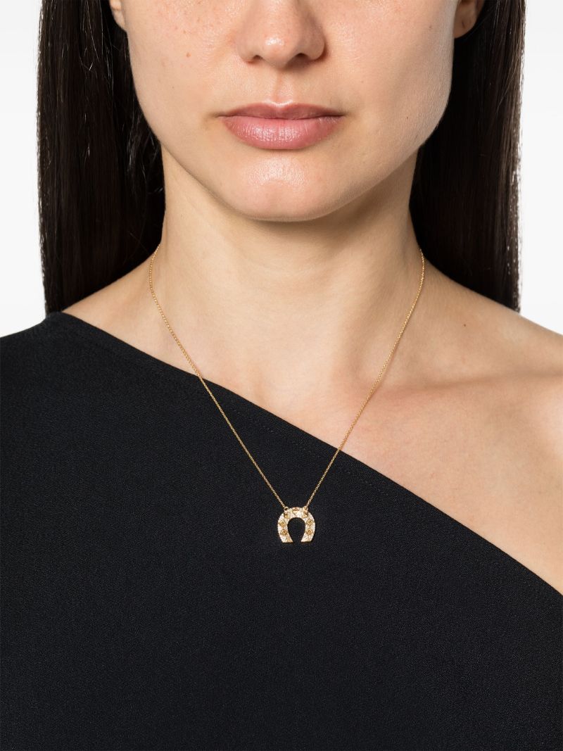 18k Yellow Gold Horseshoe Diamond Pendant Necklace