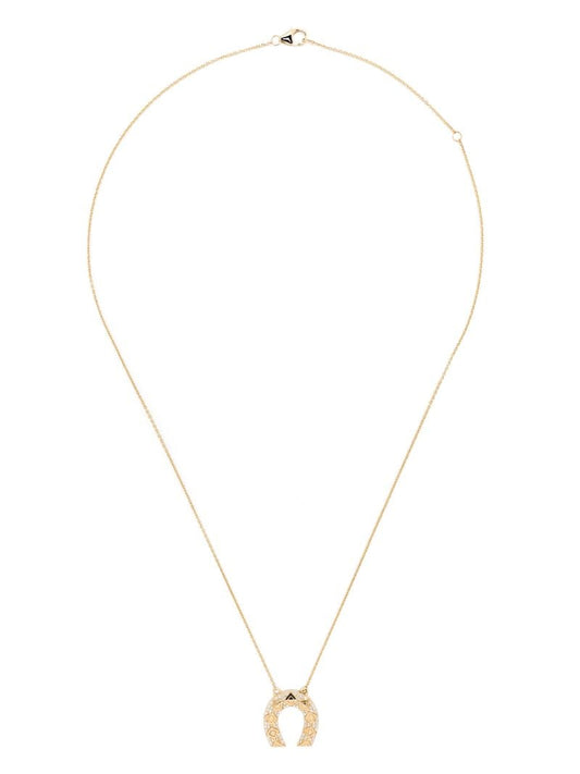 18k Yellow Gold Horseshoe Diamond Pendant Necklace