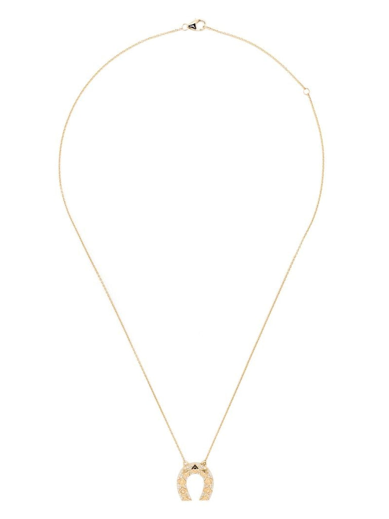 18k Yellow Gold Horseshoe Diamond Pendant Necklace