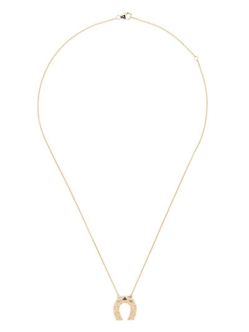 18k Yellow Gold Horseshoe Diamond Pendant Necklace