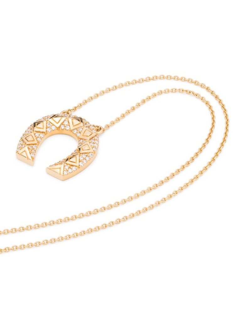 18k Yellow Gold Horseshoe Diamond Pendant Necklace