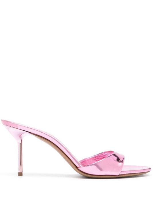 Pink Lidia 70 Metallic Leather Mules